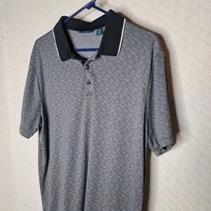 Perry Ellis Gray and Black Polo Shirt Lightweight Performance